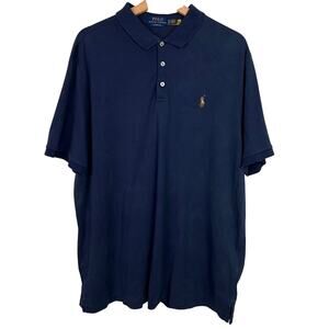 Polo Ralph Lauren Mens‎ XL Navy Soft Knit Cotton Polo Short Sleeve Shirt Pony